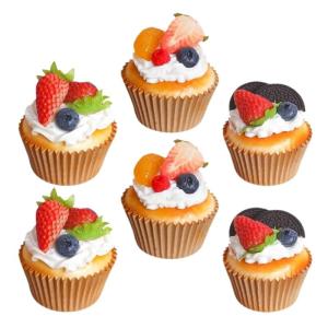 Fake Kuchen künstliche Kuchen 6Pcs Künstliche Kuchen Gefälschte Cupcake Simulation Realistische Lebensmittel Nachahmung Faux Dessert Display Realistisches Essen