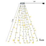 Led-clusterlichtsnoer, werkt op stroom, decoratie voor binnen en buiten, tuin, kerstboom, bruiloft (warmwitte timer met ring, 200 leds, 8 strengen)
