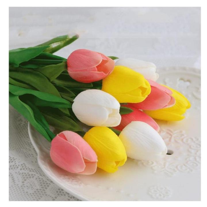 Kunstblumen Künstliche Blumen, Tulpe mit Vase, künstliche Pflanzen, künstliche Pflanzen für Heimdekoration – Seidenblumen-Arrangement für Partys für jeden Anlass