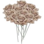 Kunstrozenbloemen met steel als kunstmatige decoratieve rozen van was, 10 parelmoer rozenblaadjes als echt voor bloemstukken, bloemendecoratie, waxrozen als kunstrozen, begraafplaa