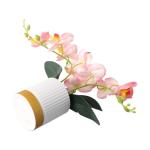 Künstliche Blume, Phalaenopsis-Bonsai-Dekoration, künstliche Orchidee, lebensechte künstliche Blume, Display in Weißgold-Topf (Rosa)