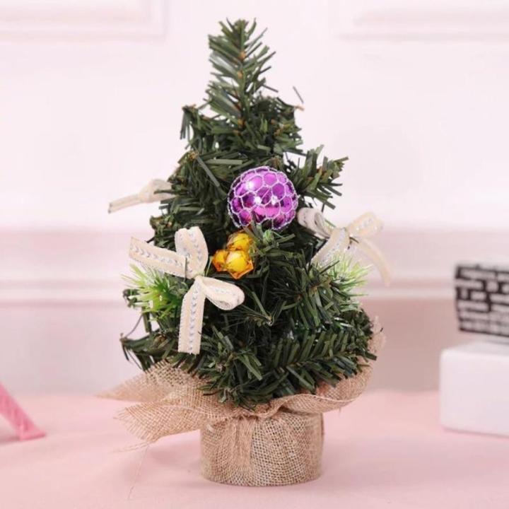 Künstlicher Mini-Weihnachtsbaum mit Ornamenten, kleiner Tannenbaum, Mini-Desktop-Weihnachtsbäume für Weihnachten, Zuhause, Büro, Dekoration (7#)