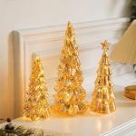 Exquisiter Glas-Weihnachtsbaum mit Lichtern Glas-Weihnachtsbaum mit Lichtern Tischdeko Weihnachtsbaum Leuchtturm Ornamente (E)