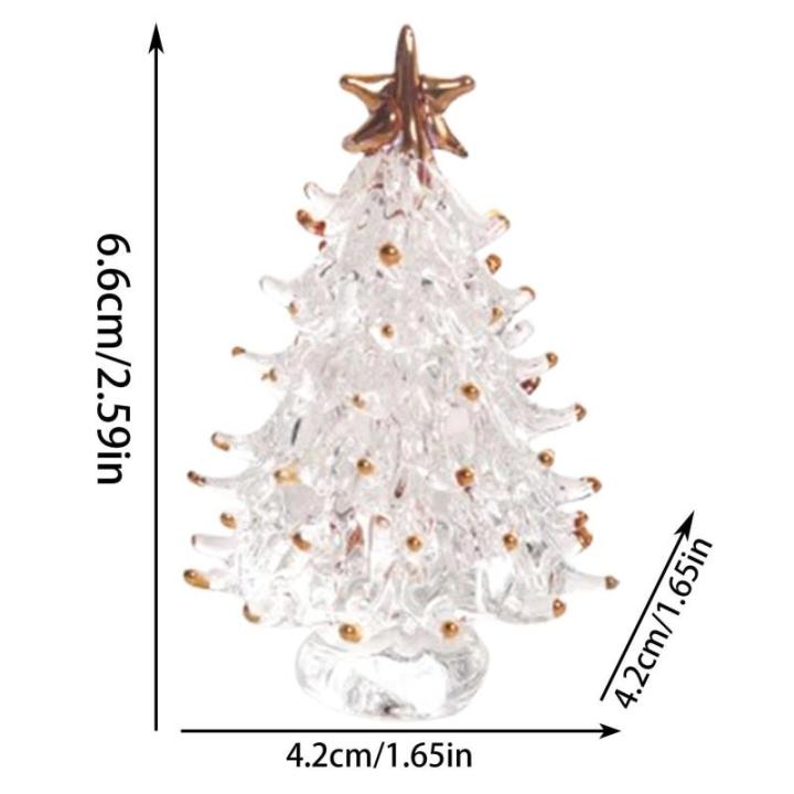 Tisch-Weihnachtsbaum,Weihnachtsbaumfiguren - Kleine Weihnachtsbaum-Miniatur-Weihnachtsfigur,Sammlerkunst-Glasstatue, Tisch-Weihnachtsbaum, Puppenhaus, Miniatur-Winterfiguren für d