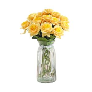 Kunstblumen Künstliche Blumen mit Glasvase Kunstseidenrose Gefälschte Pflanzen in Töpfen, Simulationsblumen-Tischdekorationszubehör für jeden Anlass