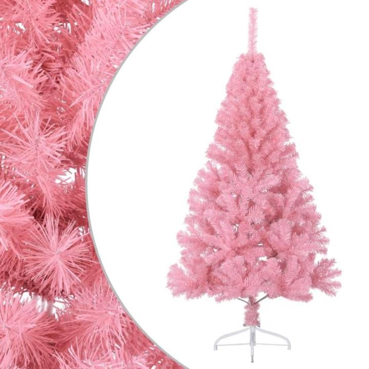 Wiederverwendbar Künstlicher Halb-Weihnachtsbaum mit Ständer 120 cm H Christmas Tree Weihnachtsbaum Home Tannenbaum Weihnachtsdeko Christbaum Kunstbaum PVC und Stahl Rosa