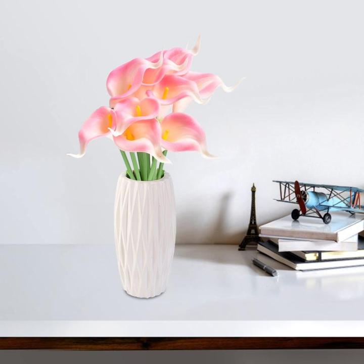 Künstliche Blumen, Künstliche Calla-Lilien-Blume, 10 Stück, fühlt Sich echt an, Seide, Blumen mit langem Stiel, Blumenstrauß, Großdekor(Pink)