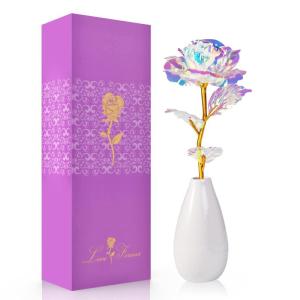 Kerstroos cadeaus voor vrouwen, mama, gepersonaliseerde cadeaus Galaxy roos bloem met vaas, vrouwen Sinterklaas geschenken voor Kerstmis, Valentijnsdag, Moederdag