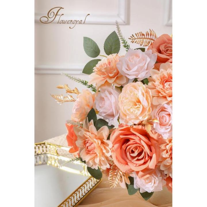 Künstliche Blumen, künstliche Rosen, Dahlie mit Stielen für selbstgemachte Hochzeit, Brautsträuße, Babyparty, Blumenarrangement, Tischdekoration, Heimdekoration (Hautfarbe)