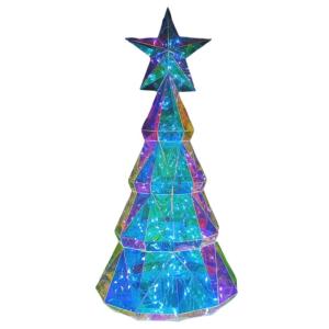 Weihnachtsbaum -Nachtlicht, 10 x 10 x 18 prismatischer Weihnachtsbaum, schillernder Weihnachtsbaum mit Stern, Weihnachtsschmuck für Garten, Rasen, Party, Wohnkultur