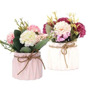 2 stuks , , boeket met vaas, kunstplant in pot, , hortensia van zijde, voor bruiloft, kantoor, tafel, tuin