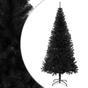 Künstlicher Weihnachtsbaum mit Ständer 210 cm H Weihnachtsbaum Hoch Unechter Tannenbaum Christmas Tree Feiertagsdekoration Weihnachten Dekoration PVC&Stahl Schwarz