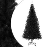 Kunstkerstboom, USB-kerstboom, dennenboom, kunstkerstboom met standaard, zwart, 210 cm, pvc-kerstboom met verlichting,