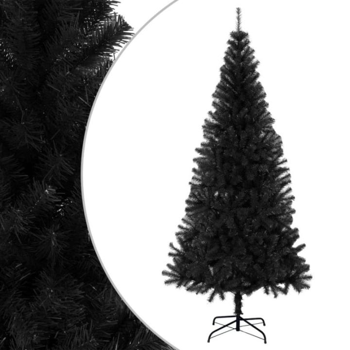 Kunstkerstboom, USB-kerstboom, dennenboom, kunstkerstboom met standaard, zwart, 210 cm, pvc-kerstboom met verlichting,