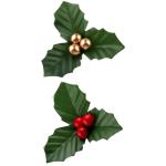50pcs rote Weihnachtsverzierung Set Mini Faux Holly & Beeren Dekorationen DIY Weihnachtsblumen Dekor mit Drahthalterung für schwimmende Kerzen Vase Holiday Dekor, Weihnachtsschmuc