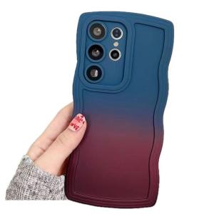 Miagon Gradient esthetische golfhoes voor Samsung Galaxy S20 Ultra, schattige golven, telefoonhoes voor dames en meisjes, krullend frame, design, siliconen TPU bumper beschermhoes