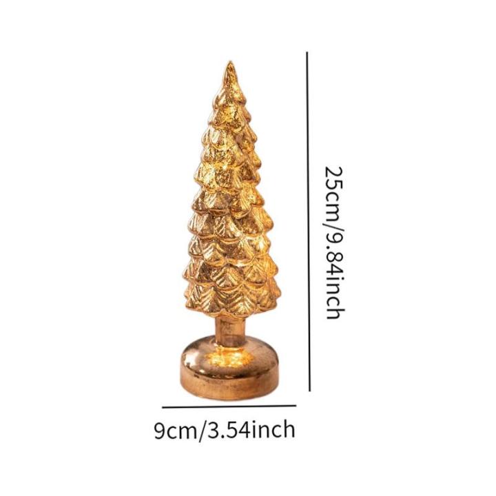 Beleuchteter Tisch-Weihnachtsbaum, Weihnachtsschmuck, Nachtlicht, Nachtlampe für Kaminsims, Schlafzimmer, Fenster, Regal, Wohnzimmer, S Gold