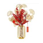 Kunstblumen Gefälschte Blumensimulationsblume, Beeren-Glücksfrucht mit Leichter Luxus-Vase aus Schmiedeeisen für Zuhause, Hochzeit, Party, Büro für jeden Anlass