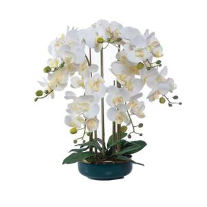 Kunstblumen Weiße Orchideen-Kunstblumen im Keramiktopf, Seiden-Phalaenopsis-Blumenarrangement, gefälschte Bonsai-Pflanzen für Heimdekoration für jeden Anlass