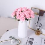 10 stuks rozen kunstzijden bloemen boeket thuis kantoor bruiloftsarrangementen (lichtroze)