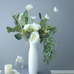 45 Stück Künstliche Zweige & Kunstblumen Wie Echt, Weiß Blumen Blätter Eukalyptus Hortensien Künstlich Dekozweige Kunst Blumen Kunstblumenstrauss für DIY Blumenstrauß Brauts