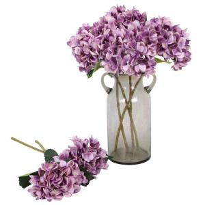 6 stuks zijden hortensia kunstbloemen realistische hortensia bloemen boeket voor bruiloften party kantoor thuisdecoratie (paars)