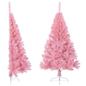 Kunstkerstboom met standaard, 150 cm, hoge kerstdecoratie, pvc en staal, roze