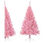 Wiederverwendbar Künstlicher Halb-Weihnachtsbaum mit Ständer 150 cm H Christmas Tree Tannenbaum Christbaum Weihnachtsbaum Weihnachtsdeko Kunstbaum PVC und Stahl Rosa