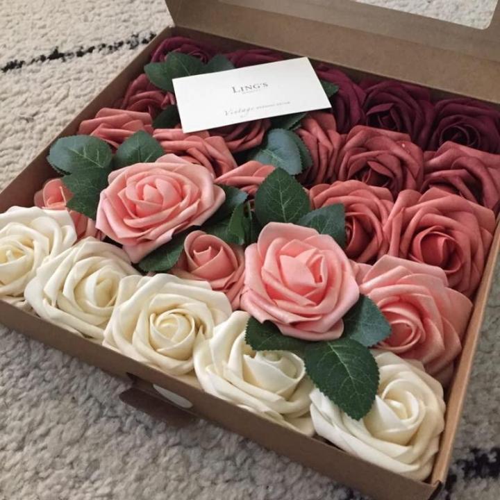 8Cm Rose Bloemen Bruids Boeketten Voor Bruiloft Tafel Thuis Party Decoraties Diy Plakboek Benodigdheden (A,30 Stks)