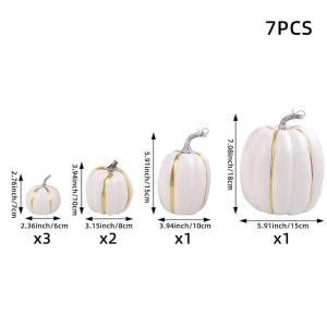 7 Stück Kürbisse, Thanksgiving-Kürbis-Dekorationen, Verschiedene Größen, künstliche Schaumstoff-Ernte-Herbst-Dekoration, künstliche Kürbisse, Dekorationen für den Innenber