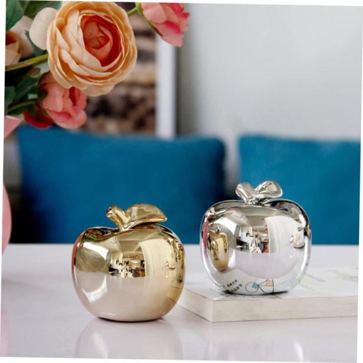 1Stk -Keramik-Ornament Fälschung weihnachtsäpfel Dekoration Weihnachtsmodell Chrom kreative büro Dekoration Party dekorative Requisite Weihnachtsverzierung Silver