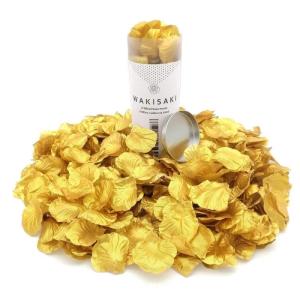 (Getrennt, Desodoriert) Künstliche gefälschte Rosenblätter für Romantische Nacht, Hochzeit, Event, Party, Dekoration, in loser Schüttung (1000 Stücke, Kalifornisches Gold)