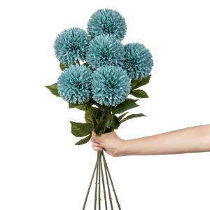 10 cm grote kunstbloemen, hortensia met 63 cm lange steel, 6 stuks blauwe kunstmatige hortensia, kunststof bloemen, hortensia voor bruiloftsdecoratie, kantoor, woondecoratie, tuinf