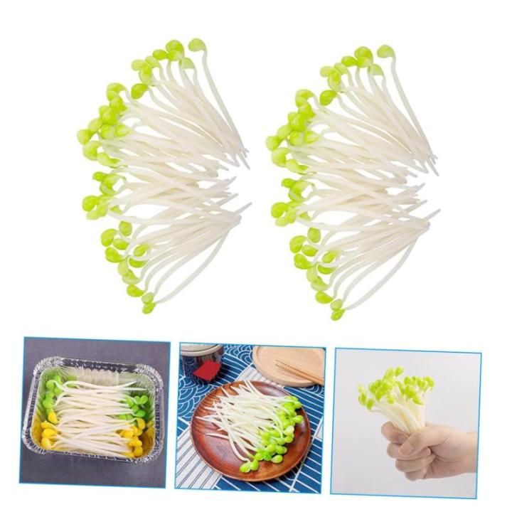 3 Sätze Sojasprossen Foto Requisite Gefälschtes Gemüsemodell Künstliche Bohnensprossen Lebensechte Künstliche Sojasprossen Dekoratives Gemüse Plastik Light Green 50 Stück * 
