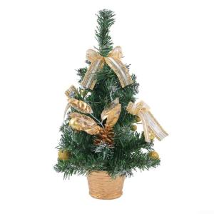 Mini-Weihnachtsbaum-Topf-Dekoration, die perfekte festliche Dekoration für jeden Raum, Mini-Weihnachtsbaum mit LED-Lichtern, für Zuhause, Tisch und Wohnzimmer (Gold)
