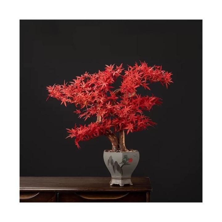 Kunstbonsai-boom bonsai-boom, kunstmatige grenen, bonsai-interieurdecoratie, kunstmatige bonsai-planten voor interieur, kantoordecoratie (rood) kunstbomenplanten (kleur: a)
