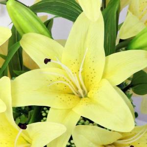 Kunstblumen Künstliche Blumen-Lilien-Seidenblumen mit Vase, echte Touch-Fake-Blume, einfache Wohnzimmer-Dekoration, Schlafzimmer-Fake-Blume für jeden Anlass