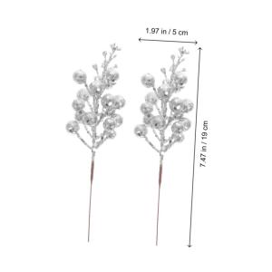 10st Weihnachts-beerenimitat Weihnachtsbeere Roségoldene Weihnachtsdekorationen Weihnachtszweige Silberne Weihnachtsbaumblumen Künstliche Beerenstiele Lebkuchen Schaum Silver