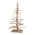 HWC-H77 Decoratieve kerstboom, 3D-kerstboom, kerstdecoratie, shabby look, dennenhout, verstelbaar, 130 x 82 x 82 cm, naturel