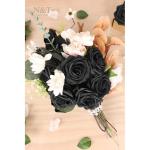 Kunstbloemen, rozen, 25 stuks, kunstrozen met stelen voor Valentijnsdag, Moederdag, bruiloftsfeest, babyshower, bruidsfeest, woondecoratie, zwart