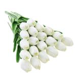 20 stuks PU Real Touch Latex Kunstmatige tulpen neptulpen bloemen boeketten bloemenarrangement voor huis kamer bruiloftsboeket middenstuk, wit