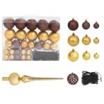 Künstlicher Weihnachtsbaum mit Beleuchtung & Kugeln Christbaum Tannenbaum Kunstbaum Weihnachten Künstlicher Weihnachtsbaum für Weihnachtsdeko120 cm Grün Golden