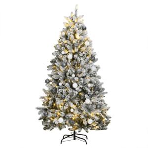 Künstlicher Weihnachtsbaum, Tannenbaum, Christbaum mit Metallständer, Weihnachtsdeko Kunstbaum, 300 LEDs & Kugeln 210 cm