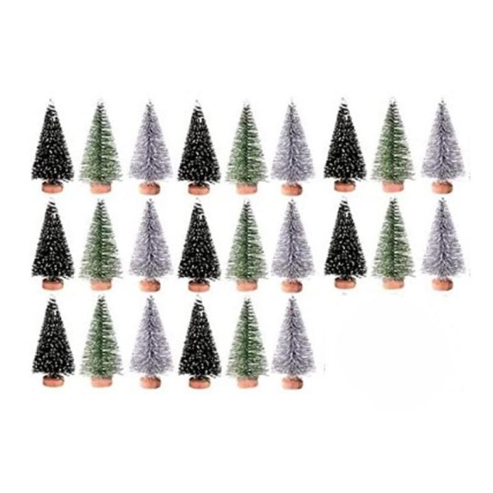 24 Stück Mini Weihnachtsbaum 6.5CM Grün Künstlicher Tannenbaum Klein Christbaum Modell Schnee Frost Bäume Miniatur Tanne Tischbaum Weihnachtsschmuck Desktop Ornamente für DIY 