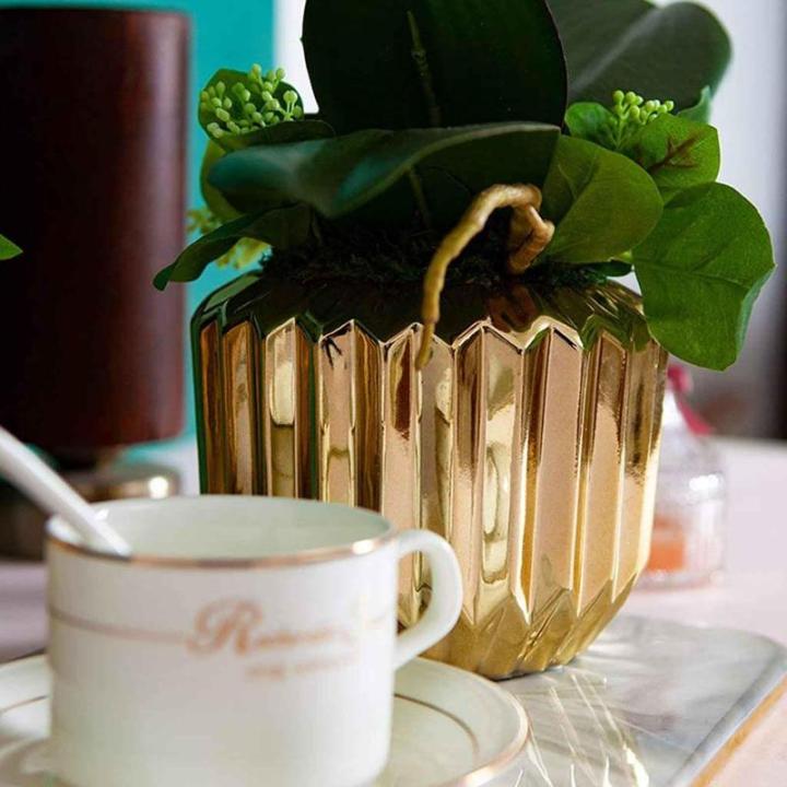 Kunstblumen Künstliches Blumenset, Seidenorchideenblumen, künstliche Bonsai-Kunstblumen-Phalaenopsis-Dekoranordnung in Goldener Vase für jeden Anlass
