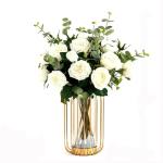 Kunstblumen Künstliche Blumen mit Vase, Tischpflanzen, Kunstseidenrose, künstliche Pflanzen, Arrangement, Innendekoration, Leichter Luxus für jeden Anlass