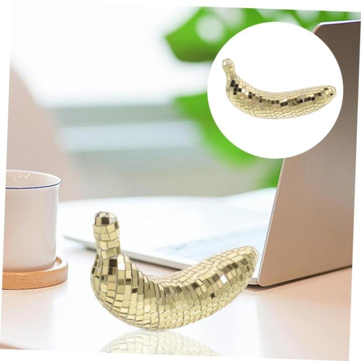 2St Disco-Banane Trophäe Netz werfen trippig Boje Retro bürodeko büro Dekoration glitzernde Netzstrümpfe schwarzer Spiegel Tischschmuck aus Obst Disco-Party-Tischdekoration Gl