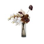 Kunstblumen Leichtes, luxuriöses Kunstblumenarrangement – ​​Elegante Villa-Tischblumen aus Glas für Heim- und Innendekoration mit Blumenmuster für jeden Anlass