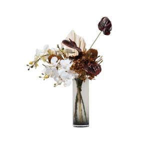 Kunstblumen Leichtes, luxuriöses Kunstblumenarrangement – ​​Elegante Villa-Tischblumen aus Glas für Heim- und Innendekoration mit Blumenmuster für jeden Anlass