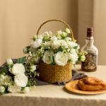 4 Bündel Pfingstrose Künstliche Blumen Weiße Blumen Seidenpfingstrosen Blumensträuße für Hochzeit Partei Tischaufsätze Blumenarrangement Heim Küche Dekor